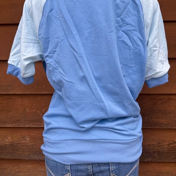 Lularoe Blue Penguin Baseball Tee Style Short Sleeve Shirt Size S - Picture 9 of 9